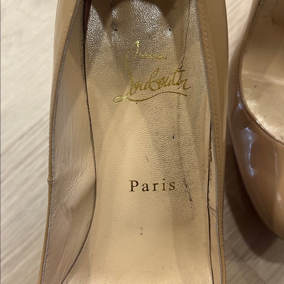 Christian Louboutin Nude and Red Platform Heels - Picture 2 of 6